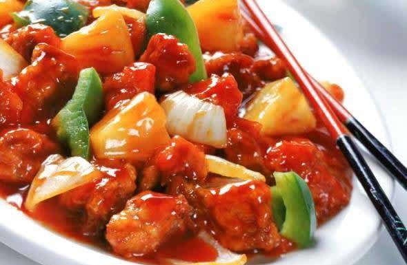 Χοιρινό με γλυκόξινη σάλτσα και ρύζι basmati