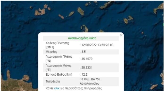 Κρήτη: Νέα σεισμική δόνηση στο Αρκαλοχώρι