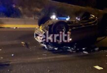 Ηράκλειο: Τροχαίο τα ξημερώματα – Στο νοσοκομείο δύο άνδρες