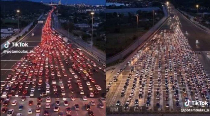 «Κόκκινο ποτάμι» η επιστροφή των εκδρομέων του Πάσχα – Εντυπωσιακές εικόνες από drone