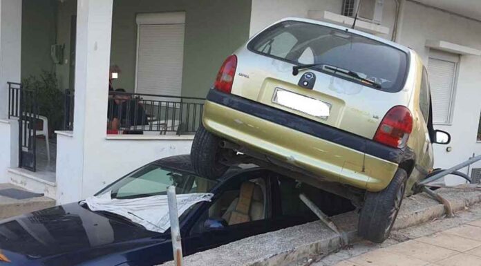Ηράκλειο: Το ΙΧ “προσγειώθηκε” στην οροφή ενός άλλου!