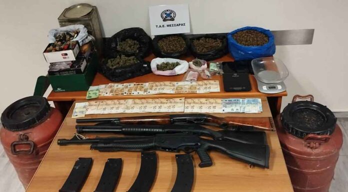 Συνελήφθη 32χρονος για ναρκωτικά και όπλα – Κατασχέθηκαν σχεδόν τρία κιλά κάνναβης, καραμπίνες και φυσίγγια